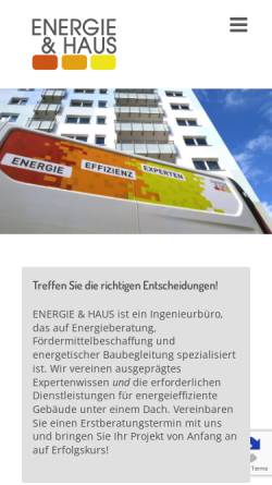 Vorschau der mobilen Webseite energie-und-haus.com, Energie & Haus