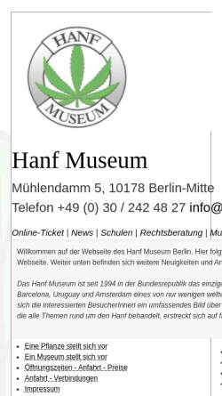 Vorschau der mobilen Webseite www.hanfmuseum.de, Hanf Museum Berlin