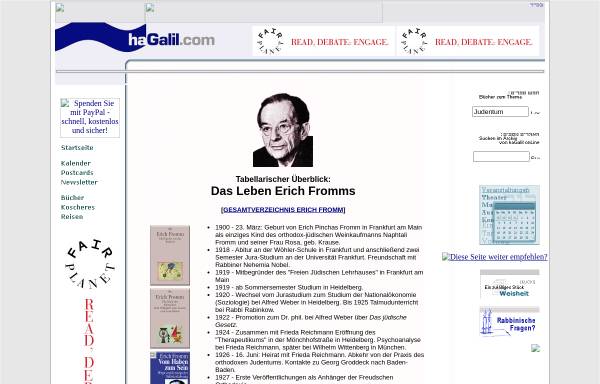 Vorschau von www.hagalil.com, Das Leben Erich Fromms - tabellarischer Überblick.