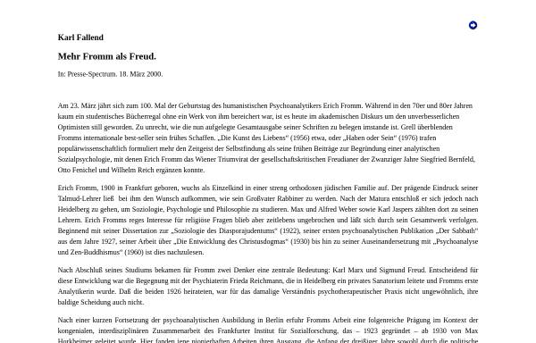 Vorschau von werkblatt.at, Mehr Fromm als Freud - Aufsatz von Karl Fallend