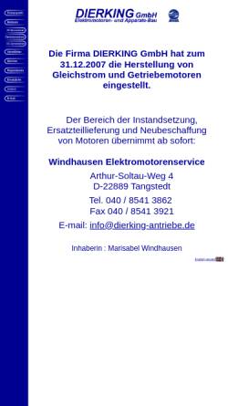 Vorschau der mobilen Webseite www.dierking-antriebe.de, Dierking GmbH Elektromotoren- und Apparate-Bau