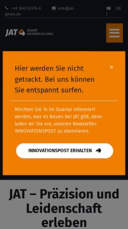 Vorschau der mobilen Webseite www.jat-gmbh.de, Ecostep®-Antriebe - Jenaer Antriebstechnik GmbH