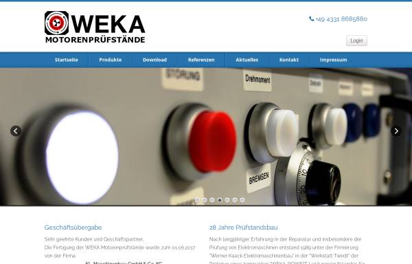 Vorschau von www.weka-motorenpruefstaende.de, Weka Elektrotechnik - Werner Kaack e.K.