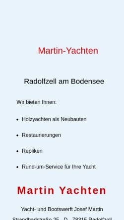 Vorschau der mobilen Webseite www.martin-yachten.de, Bootwerft Martin