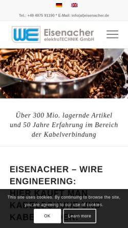Vorschau der mobilen Webseite www.eisenacher.de, Eisenacher elektroTECHNIK GmbH