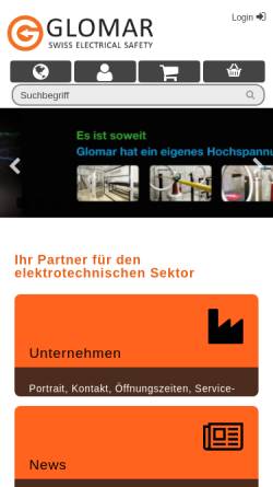 Vorschau der mobilen Webseite www.glomar.ch, Glomar AG