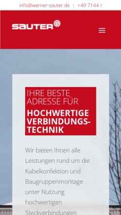 Vorschau der mobilen Webseite www.werner-sauter.de, Werner Sauter GmbH & Co. Vertretungen der Elektroindustrie