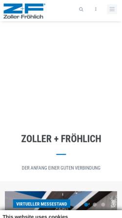 Vorschau der mobilen Webseite www.zofre.de, Zoller+Fröhlich GmbH