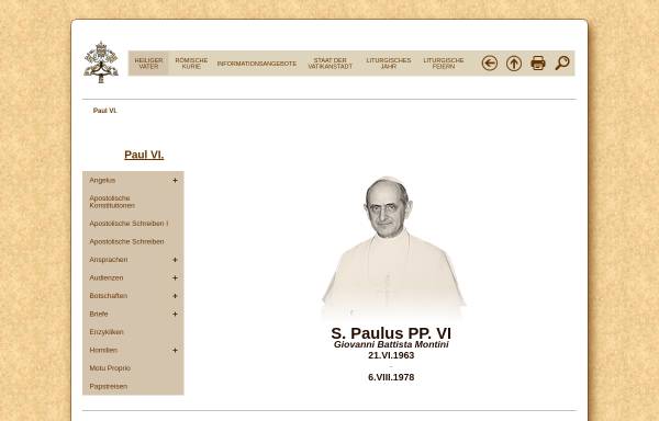 Vorschau von www.vatican.va, Der Heilige Vater Paul VI