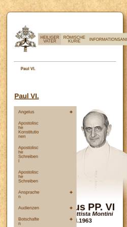 Vorschau der mobilen Webseite www.vatican.va, Der Heilige Vater Paul VI