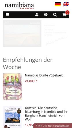 Vorschau der mobilen Webseite www.namibiana.de, Namibiana Buchdepot