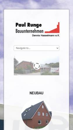 Vorschau der mobilen Webseite www.paulrunge.de, Bauunternehmen Paul Runge, Inh. Rainer Hasselmann