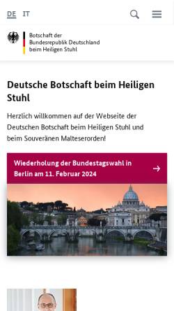 Vorschau der mobilen Webseite vatikan.diplo.de, Deutsche Botschaft beim Heiligen Stuhl