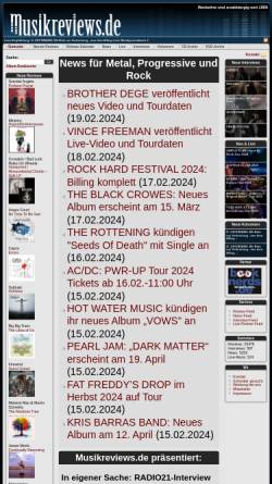 Vorschau der mobilen Webseite www.musikreviews.de, Musikreviews.de