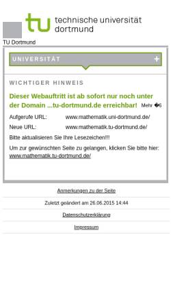 Vorschau der mobilen Webseite www.mathematik.uni-dortmund.de, Fachbereich Mathematik der Universität Dortmund