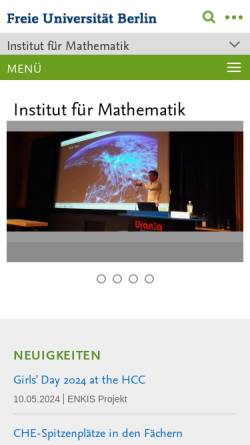 Vorschau der mobilen Webseite www.mi.fu-berlin.de, Fachbereich Mathematik und Informatik der Freien Universität Berlin