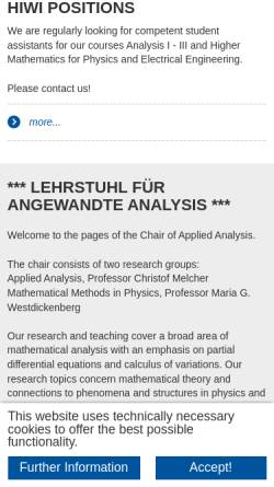 Vorschau der mobilen Webseite www.math1.rwth-aachen.de, Fachgruppe Mathematik der RWTH Aachen