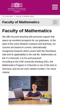 Vorschau der mobilen Webseite www.tu-chemnitz.de, Fakultät für Mathematik an der Technische Universität Chemnitz