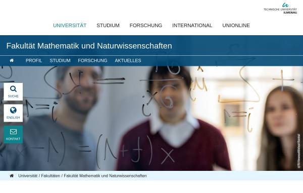 Vorschau von www.tu-ilmenau.de, Fakultät für Mathematik und Naturwissenschaften an der Technischen Universität Ilmenau