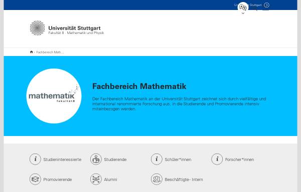 Vorschau von www.mathematik.uni-stuttgart.de, Fakultät Mathematik