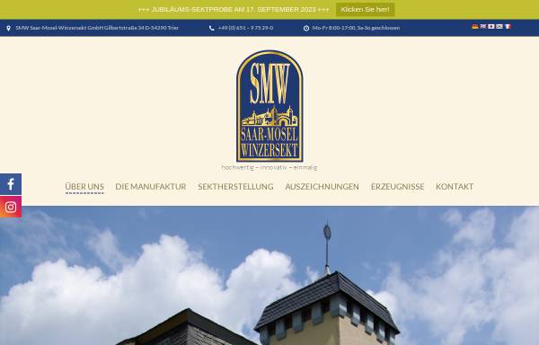 Vorschau von www.smw-trier.de, SMW Saar Mosel Winzersekt GmbH