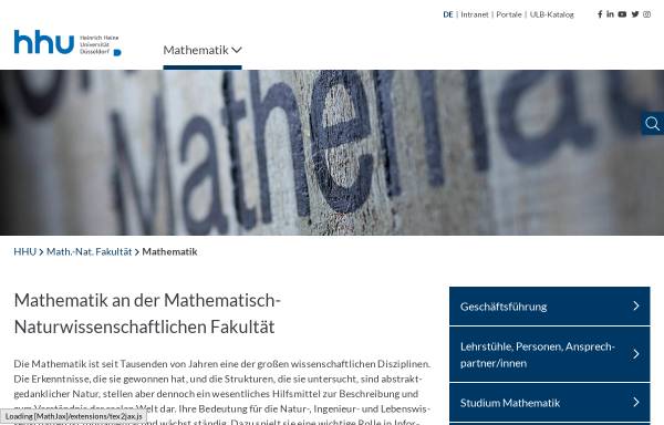 Vorschau von www.math.hhu.de, Mathematisches Institut der Heinrich-Heine-Universität Düsseldorf