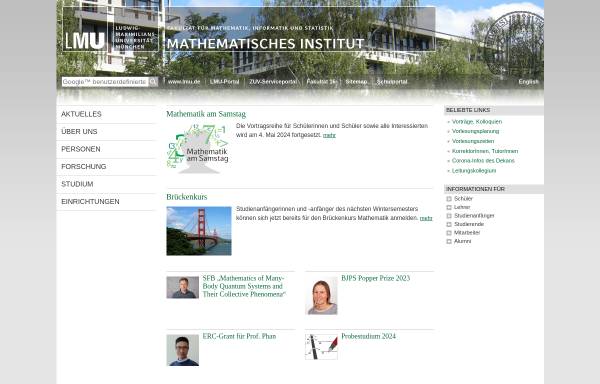 Vorschau von www.mathematik.uni-muenchen.de, Mathematisches Institut der Ludwig-Maximilians-Universität München