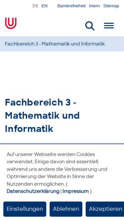 Vorschau der mobilen Webseite www.math.uni-bremen.de, Studiengang Mathematik an der Universität Bremen