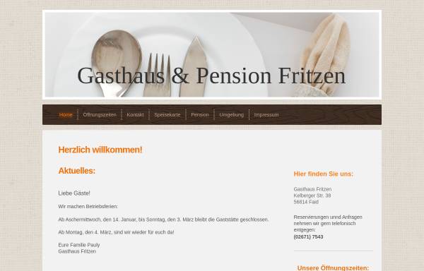 Vorschau von gasthaus-fritzen.de, Gasthaus Fritzen