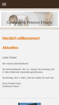Vorschau der mobilen Webseite gasthaus-fritzen.de, Gasthaus Fritzen
