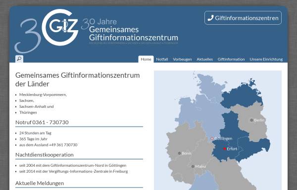 Vorschau von www.ggiz-erfurt.de, Giftinformationszentrum Erfurt