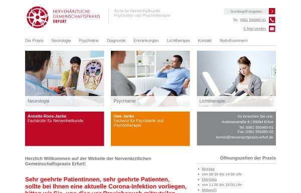 Vorschau von www.nervenarztpraxis-erfurt.de, Nervenärztliche Gemeinschaftspraxis Dr. A. Roos-Janke und U.Janke