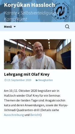 Vorschau der mobilen Webseite www.koryukan-hassloch.de, 1.JJJKC Hassloch Abteilung Karate
