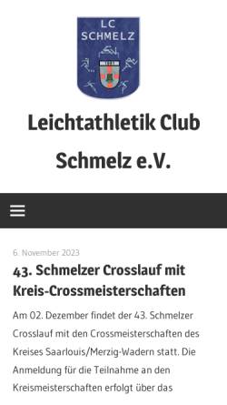Vorschau der mobilen Webseite www.lc-schmelz.de, LC Leichtathletikclub Schmelz e.V.