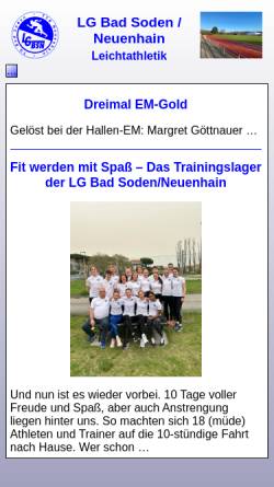 Vorschau der mobilen Webseite www.lg-bsn.de, LG Bad Soden/Neuenhain Leichtathletik