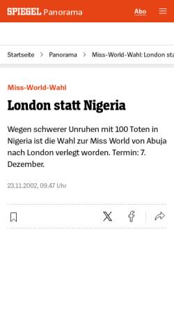 Vorschau der mobilen Webseite www.spiegel.de, Miss-World-Wahlen