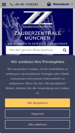 Vorschau der mobilen Webseite www.zauberzentrale.de, Zauberzentrale München