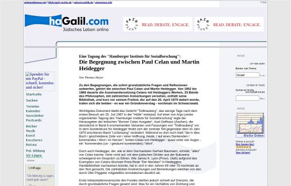 Vorschau von www.hagalil.com, Die Begegnung zwischen Paul Celan und Heidegger