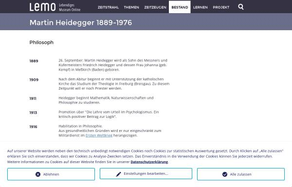 Vorschau von www.dhm.de, Martin Heidegger, 1889-1976