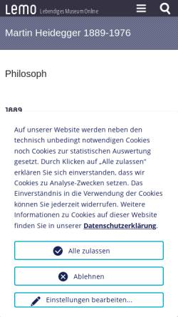 Vorschau der mobilen Webseite www.dhm.de, Martin Heidegger, 1889-1976