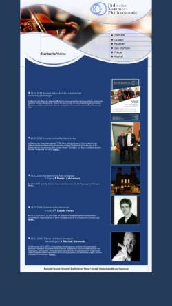 Vorschau der mobilen Webseite www.juedische-kammerphilharmonie.de, Jüdische Kammerphilharmonie