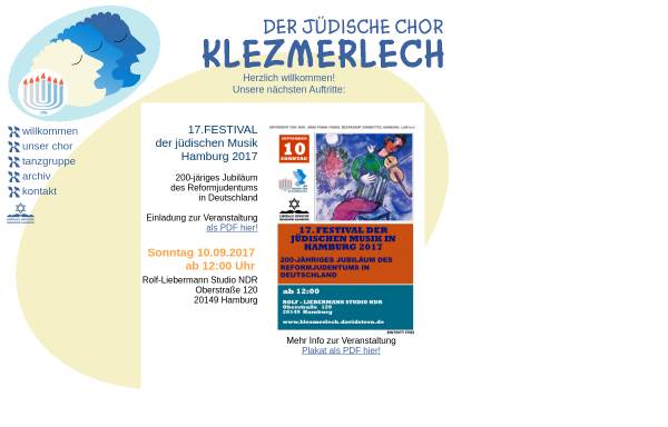 Vorschau von www.klezmerlech.davidstern.de, Klezmerlech - Jüdischer Chor Hamburg