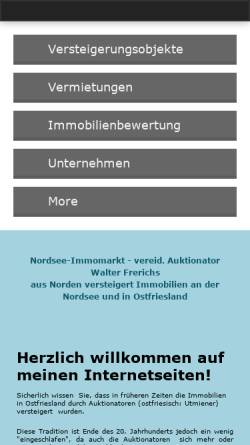 Vorschau der mobilen Webseite www.nordsee-immomarkt.de, Walter Frerichs