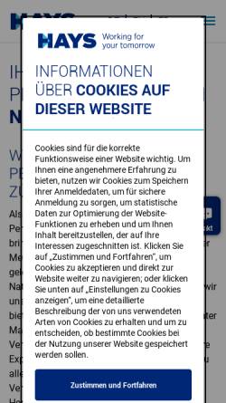 Vorschau der mobilen Webseite www.hays.ch, Hays (Schweiz) AG