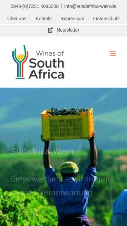 Vorschau der mobilen Webseite www.suedafrika-wein.de, Weine aus Südafrika