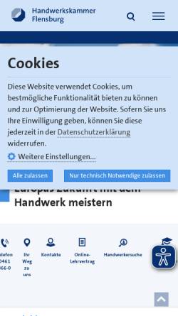 Vorschau der mobilen Webseite www.hwk-flensburg.de, Handwerkskammer Flensburg