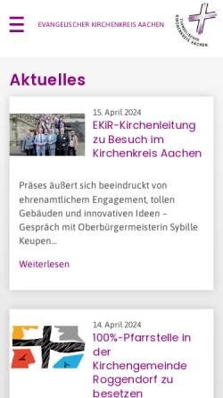 Vorschau der mobilen Webseite www.kirchenkreis-aachen.de, Evangelischer Kirchenkreis Aachen