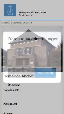 Vorschau der mobilen Webseite www.nak-alsdorf.de, Neuapostolische Kirche, Bezirk Alsdorf