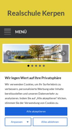 Vorschau der mobilen Webseite www.rs-kerpen.de, Realschule Kerpen