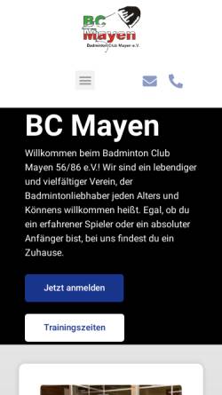 Vorschau der mobilen Webseite www.bc-mayen.de, Badmintonclub Mayen e.V.